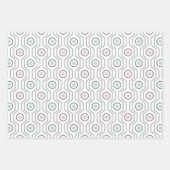 Pastel Pattern of Gray, Pink, Mint Retro Shapes ラッピングペーパーシート (正面3)
