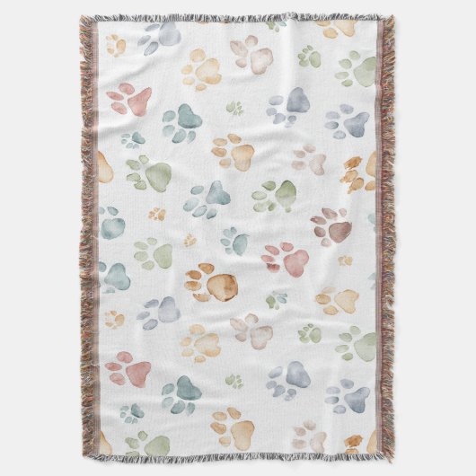Pastel Paw Print Throw Blanket Cozy Bloom  スローブランケット (正面縦)
