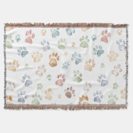 Pastel Paw Print Throw Blanket Cozy Bloom  スローブランケット