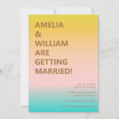 Pastel Peach Blush Mint Ombre Bold Couple Wedding 招待状 (正面)