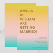 Pastel Peach Blush Mint Ombre Bold Couple Wedding 招待状 (正面/裏面)