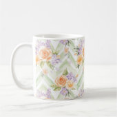 Pastel Peach Lavender Floral Sage Chevron Birthday コーヒーマグカップ (左)
