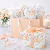 Pastel Peach Lavender Floral Sage Chevron Birthday ラッピングペーパー