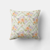 Pastel Peach Lavender Floral Sage Chevron Pillow クッション (裏面)