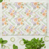 Pastel Peach Lavender Sage Floral Kitchen Towel キッチンタオル (折り畳み)