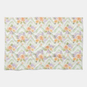 Pastel Peach Lavender Sage Floral Kitchen Towel キッチンタオル (横)