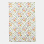 Pastel Peach Lavender Sage Floral Kitchen Towel キッチンタオル (縦)