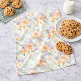 Pastel Peach Lavender Sage Floral Kitchen Towel キッチンタオル