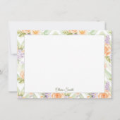 Pastel Peach Lavender Sage Spring Floral ノートカード (正面)