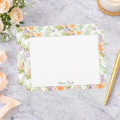 Pastel Peach Lavender Sage Spring Floral ノートカード