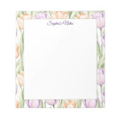 Pastel Peach Purple Spring Floral Name Notepad ノートパッド (正面)