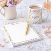 Pastel Peach Purple Spring Floral Name Notepad ノートパッド