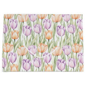 Pastel Peach Purple Tulips Spring Floral Gift Bag ラージペーパーバッグ (正面)
