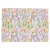 Pastel Peach Purple Tulips Spring Floral Gift Bag ラージペーパーバッグ (裏面)