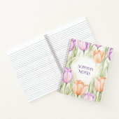 Pastel Peach Purple Tulips Spring Floral Name ノートブック (内部)