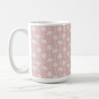 PASTEL PEACH WITH WHITE SUMMER TROPICAL PALM TREES コーヒーマグカップ