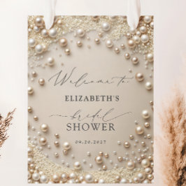 Pastel Pearls with Diamonds Bridal Shower Welcome ポスター