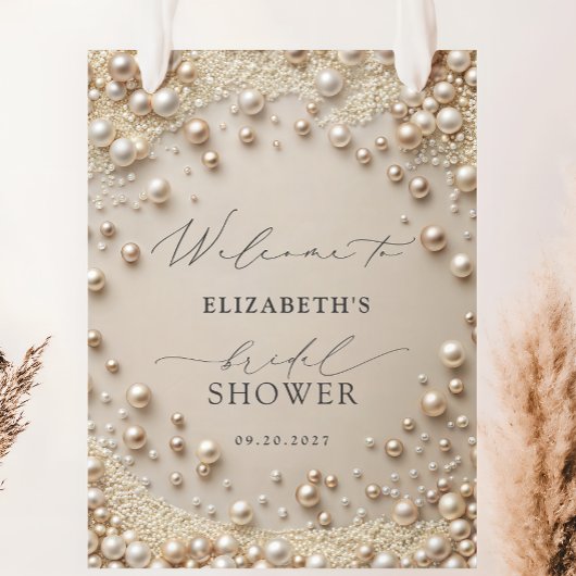 Pastel Pearls with Diamonds Bridal Shower Welcome ポスター