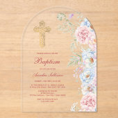 Pastel Peonies Arch Baptism アクリル招待状 (正面)