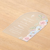 Pastel Peonies Arch Wedding アクリル招待状 (レイダウン)
