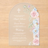 Pastel Peonies Arch Wedding アクリル招待状 (正面)
