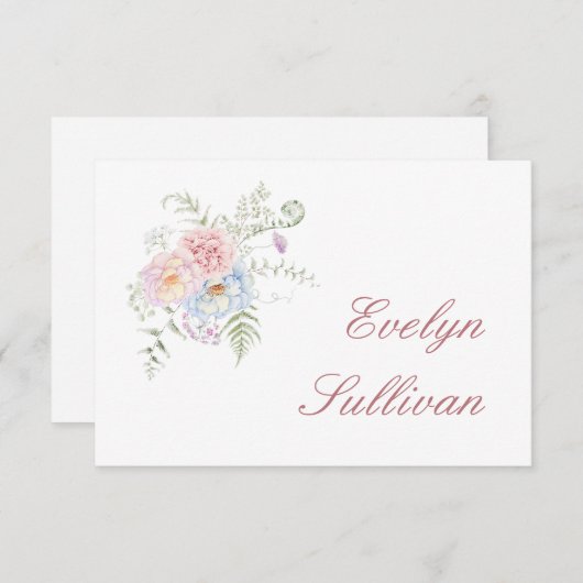 Pastel Peonies Flat Place Card (正面/裏面)