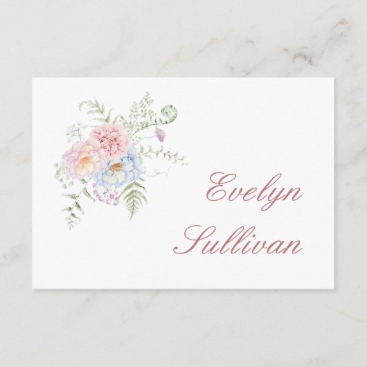 Pastel Peonies Flat Place Card (正面)