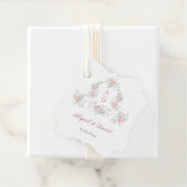 Pastel Peonies Frame Wedding Monograms フェイバータグ (インサイチュ)