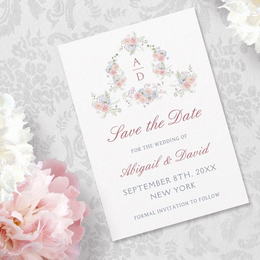 Pastel Peonies Frame Wedding Save The Date セーブザデート