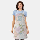 Pastel Peony & Butterfly Flower Pattern エプロン (着用した状態)