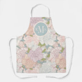 Pastel Peony & Butterfly Flower Pattern エプロン (正面)