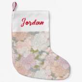 Pastel Peony & Butterfly Flower Pattern スモールクリスマスストッキング (正面)