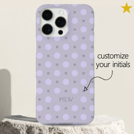 Pastel Periwinkle Dots Pattern Custom Name Initial iPhone 16 Pro Maxケース