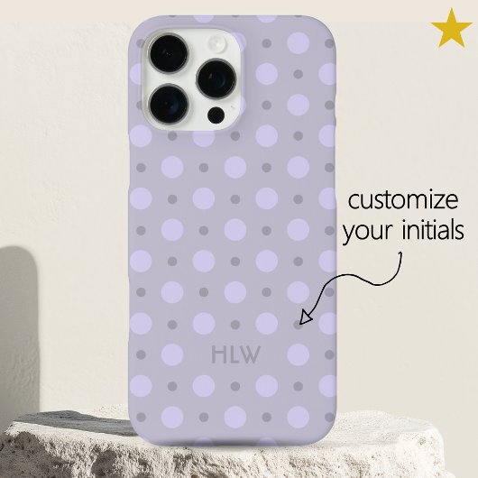 Pastel Periwinkle Dots Pattern Custom Name Initial Case-Mate iPhoneケース