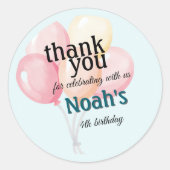 Pastel Personalized Birthday Sticker | Balloon ラウンドシール (正面)