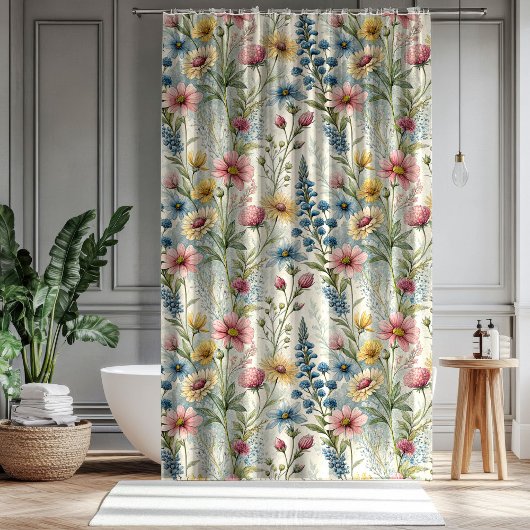 Pastel Petals Curtain Love Gift for Anniversary シャワーカーテン