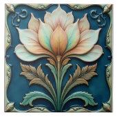 Pastel Petals on Teal タイル (正面)