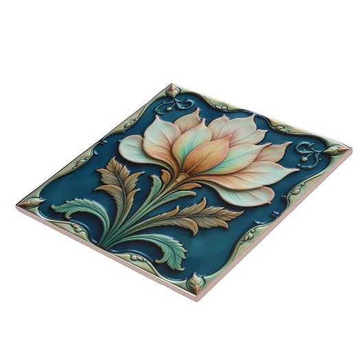 Pastel Petals on Teal タイル (側面)