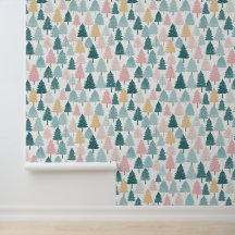 Pastel Pine Forest Christmas Trees Patterned
