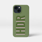 Pastel pine Green Shadow Monogram with name iPhoneケース (裏面)