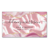 Pastel Pink Agate Gold Glitter Luxury マグネット名刺 (正面)