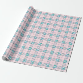 Pastel Pink and Aqua Blue Plaid ラッピングペーパー