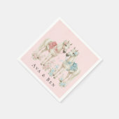 Pastel Pink and Blue Wedding Horses Canvas スタンダードカクテルナプキン (角)