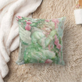 Pastel Pink and Green Christmas Throw Pillow クッション (ブランケット)