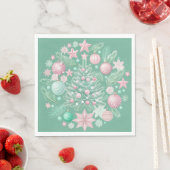 PASTEL PINK AND GREEN HOLIDAY CHRISTMAS THEME スタンダードランチョンナプキン (インサイチュ)