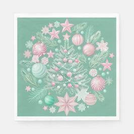 PASTEL PINK AND GREEN HOLIDAY CHRISTMAS THEME スタンダードランチョンナプキン