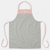 Pastel Pink and Green Pattern Personalized Name エプロン (正面)