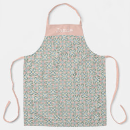 Pastel Pink and Green Pattern Personalized Name エプロン