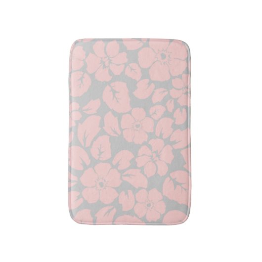 Pastel Pink and Grey Floral Monogram バスマット (正面縦)