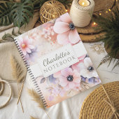 Pastel pink and Purple Watercolor Floral ノートブック